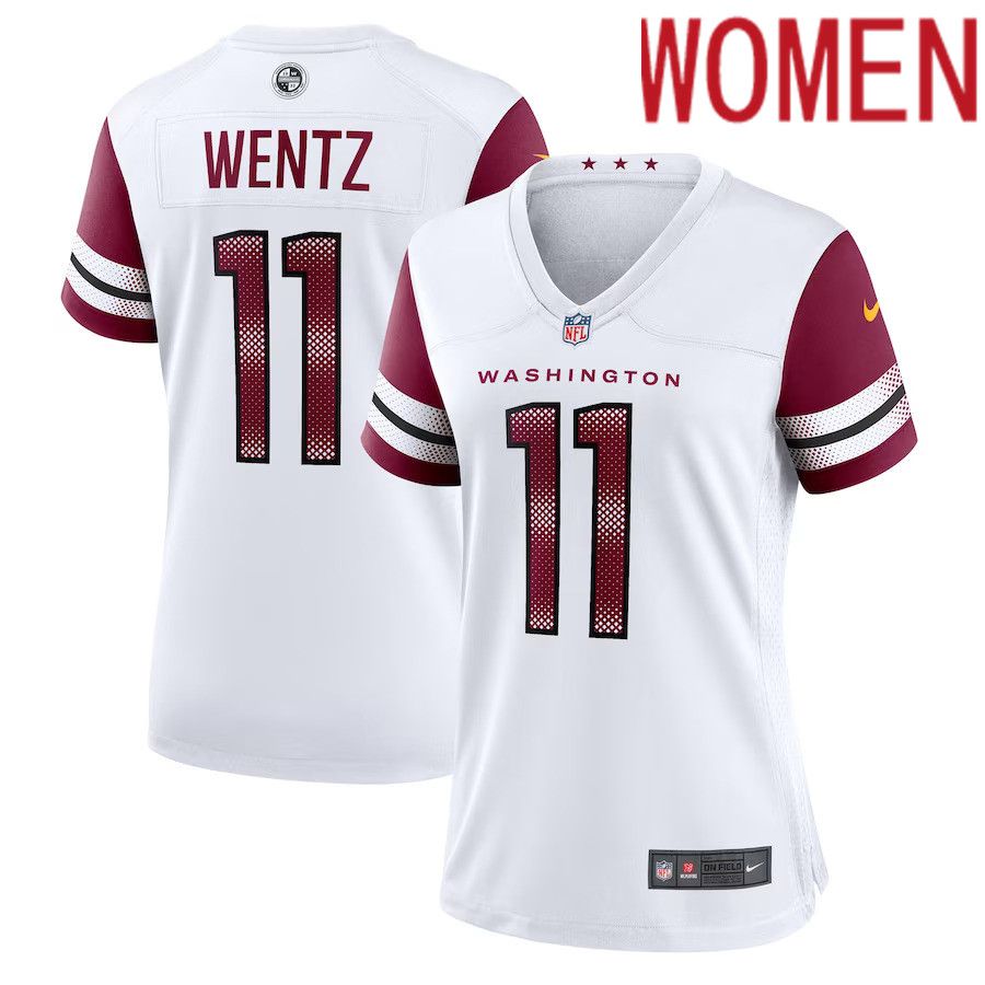 Women Washington Commanders #11 Carson Wentz Nike White Game NFL Jersey